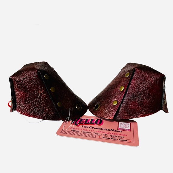 Oxblood leather roller skates toe guards    Roller skate toe caps - Picture 6 of 8
